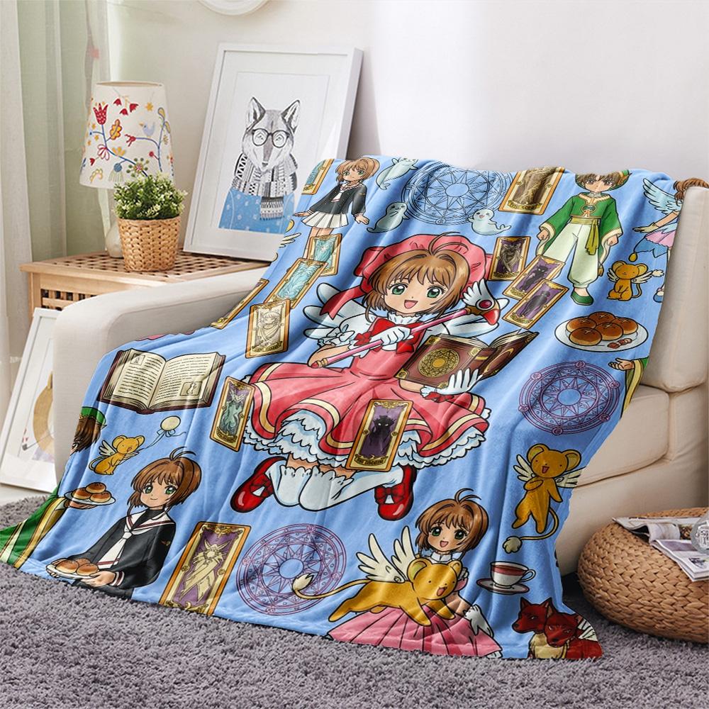 1PC Cardcaptor Sakura Patterned Flannel Blanket Suitable For All Seasons For Home Decor Warmth And Comfort Gifts Holiday Present