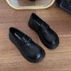 Черные лоферы на толстой подошве, универсальная маленькая кожаная обувь для женщин, новая французская ретро-модель JK на весну и осень 2025 года