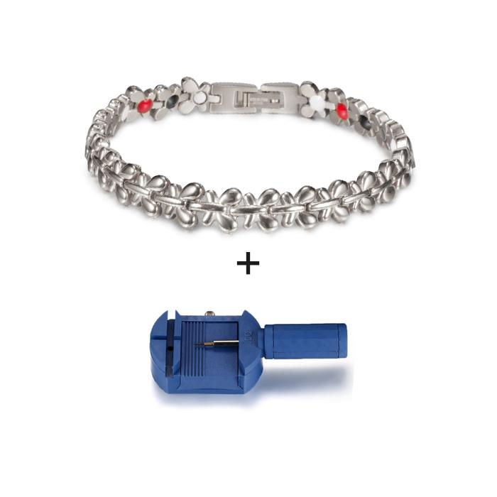 Ikuinen стальной магнитный браслет женская цепочка золото с высоким магнитом ювелирные изделия для женщин цветок германиевая голограмма звено шириной 9 мм