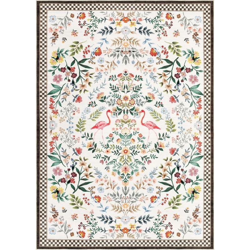 Ковер для гостиной с цветочным клетчатым принтом, большой площади, машинная стирка, коврики с нескользящей основой, коврик для пола под диван, журнальный столик, ковер для спальни