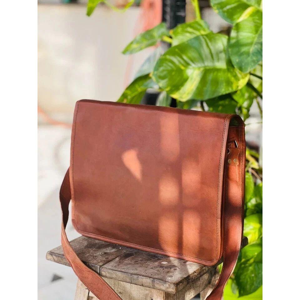 Мужская кожаная винтажная сумка-мессенджер для ноутбука ручной работы, портфель-сатчел