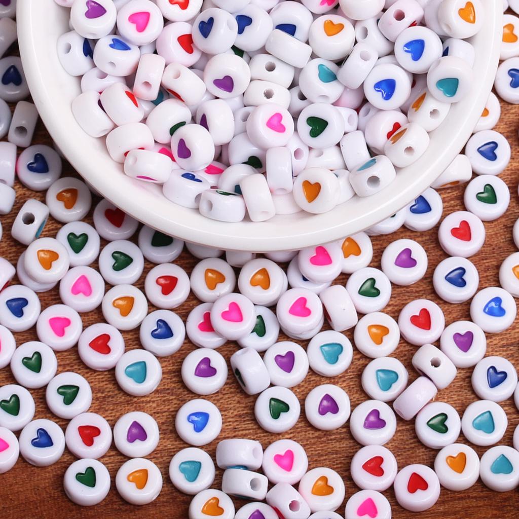 500 г, около 2500 шт., ювелирные аксессуары, 7 мм, акриловые бусины, ожерелье, браслет, свободные бусины-разделители «сделай сам», в форме сердца
