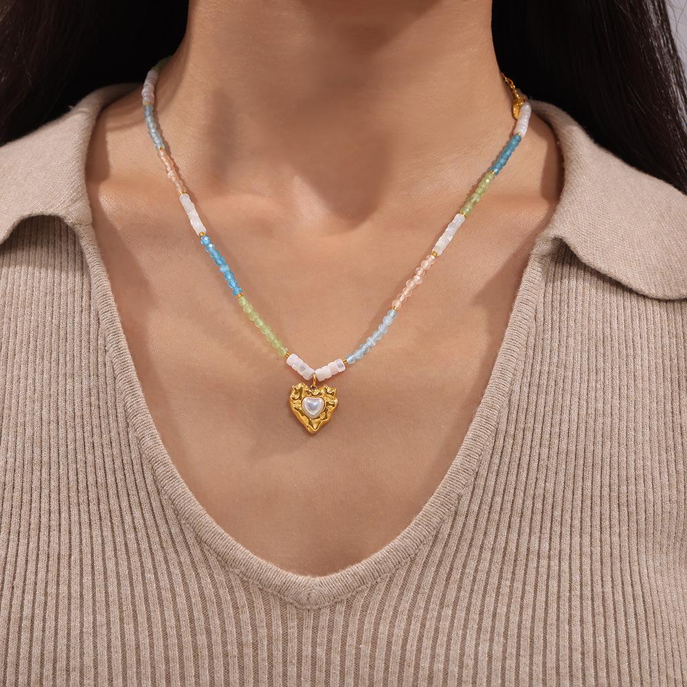 Подвеска Wind Malachite Love с инкрустацией из жемчуга, титановая сталь, покрытая 18-каратным настоящим золотом, ожерелье из натурального камня