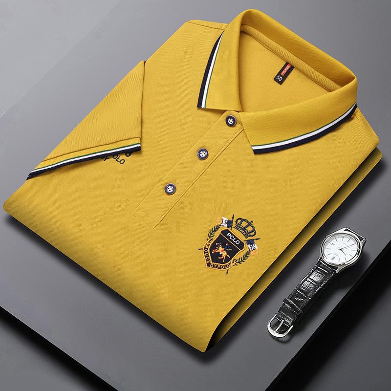 Мужская популярная рубашка поло с короткими рукавами и вышивкой, мужская летняя свободная повседневная футболка с воротником поло
