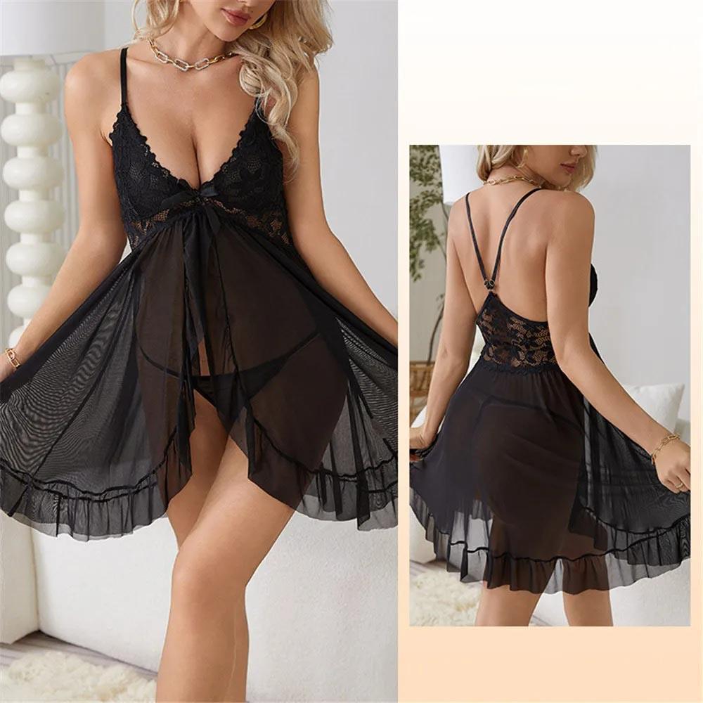 Кружевное прозрачное нижнее белье ночная рубашка женская ночная рубашка сексуальное женское нижнее белье открытая промежность сорочка пижамы