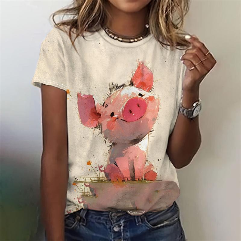 3D Printed Cartoon Animal T-Shirt For Women Funny Pattern T Shirts Summer Casual Loose Tees Street Short Sleeves O-Neck Tops
