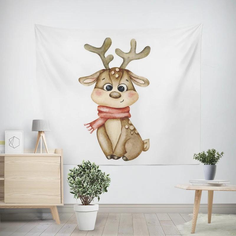 Рождество Новый год Санта-Клаус Картина Олень Узор Гобелен Гостиная Диван Автомобиль Интерьер Украшения Гобелен