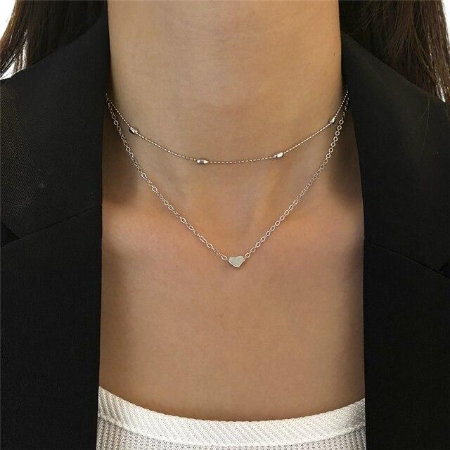 Новое простое многослойное ожерелье золотого цвета, колье с геометрическим кулоном в виде звезды и луны для женщин, колье-чокер, ювелирные аксессуары