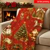 2D Flat Printing 1pc Retro Christmas Nutcracker Wooden Horse Gingerbread House Santa Claus Printed Blanket Single-Sided Printing S