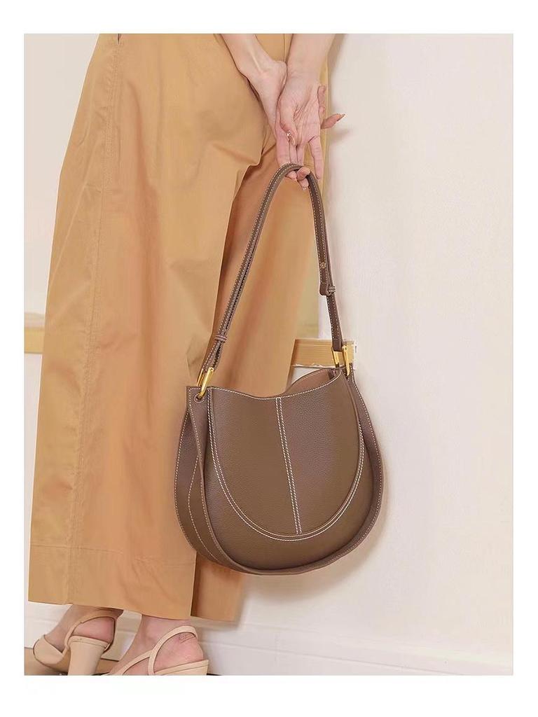 «Модная женская сумка-седло из мягкой кожи в стиле ретро 2024 года — легкая, роскошная, большой вместимости, на одно плечо или через плечо»