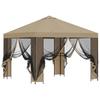 Garden Pavilion with Side Walls 3 x 3 m Beige