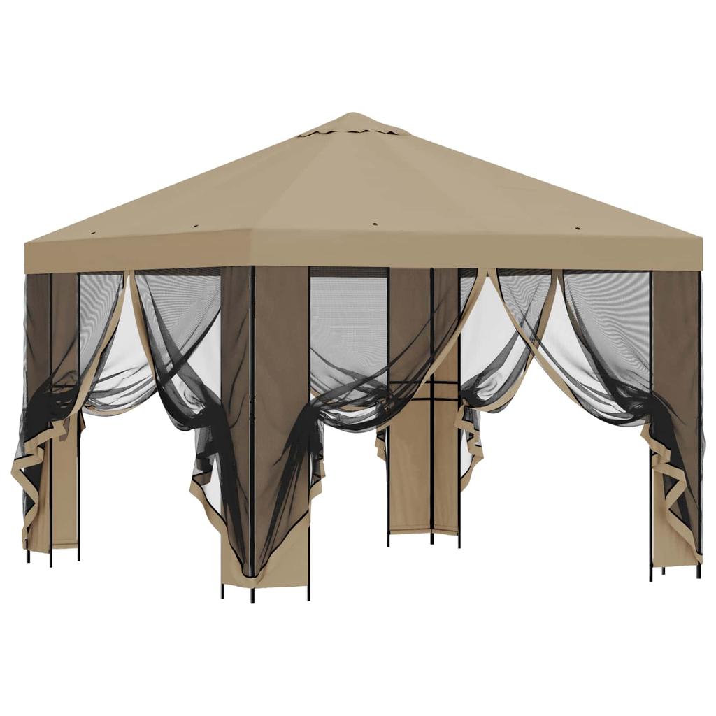 Garden Pavilion with Side Walls 3 x 3 m Beige