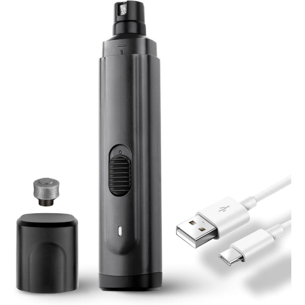 Pet Nail Grinder for Dogs Cats, Quiet 2-Speed Type-C Rechargeable Dog Nail Trimmer, Low Noise Low Vibration Paw Grooming, Dual Diamond Heads