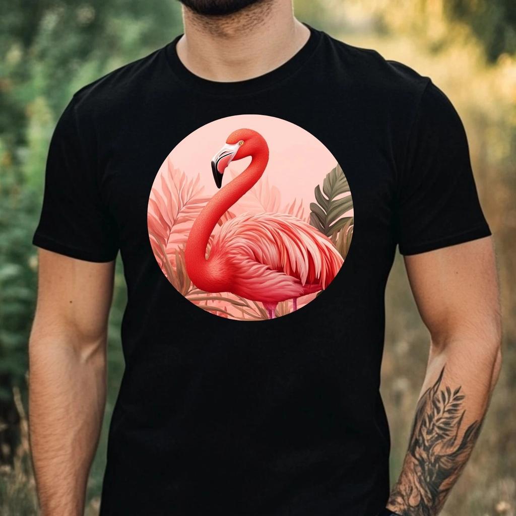 T-Shirt Herren Flamingo Motiv Baumwolle Größe XS bis 5XL