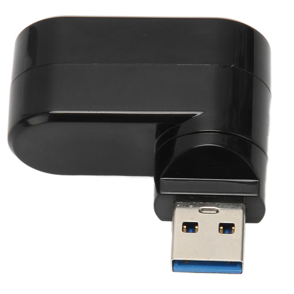 Поворотный на 90 градусов USB-хаб 3 порта Plug and Play Поддержка горячей замены Поворотный на 180 градусов USB-хаб для настольного ПК Черный