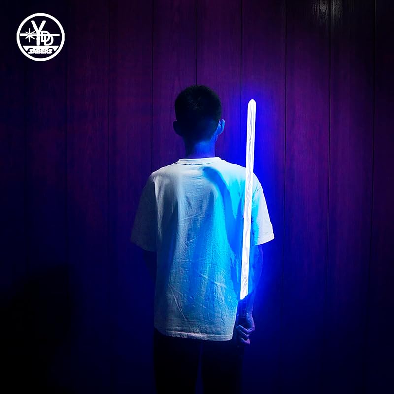 YDDSABER Lightsaber LED Blade Metal Hilt Force FX Sound Effects Equipped with Sensor Rechargeable Light Up Sword (Black Hilt Blue Blade)