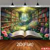 2D Сказочный Баннер Сад Книг, Открытая Книга с Искусством Зачарованного Леса