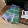 Rainbow Plaid Autumn and Winter Imitation Cashmere Thick Beard Scarf for Female Students Couple Mohair Warm Scarf Thick Shawl