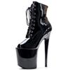 Extrem High 8" Stiletto Heel Lace-Up Peep Toe Pole Dance Exotic Platform Short Ankle Boots Size 36-43