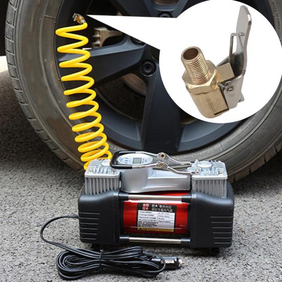 2 шт. Латунные насадки для накачки шин с фиксатором, Пневматический зажим с силиконовым уплотнением, Быстроразъемный зажим для вентиля шины, для автомобильного насоса, Портативный, Противоутечка, Адаптер