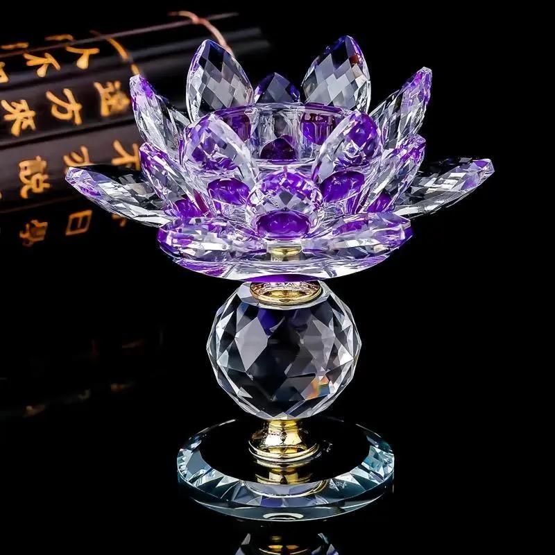 Crystal Lotus Flower Candle Holder – Feng Shui Glass Tealight Stand for Home Decor