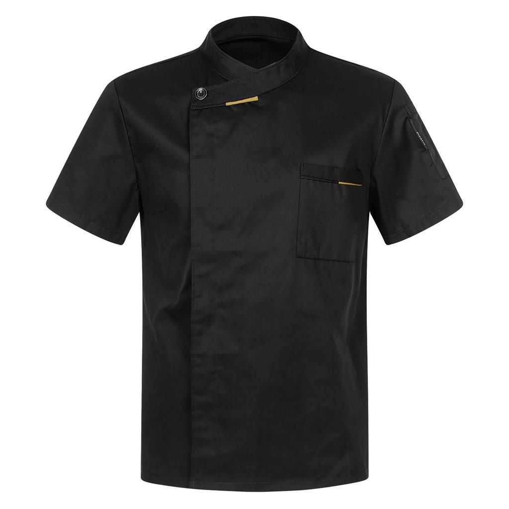 Unisex Chef Coat with Cross-Over Collar - Professional Kitchen Uniform for Men/Women, Restaurant Cook Jacket with Pockets