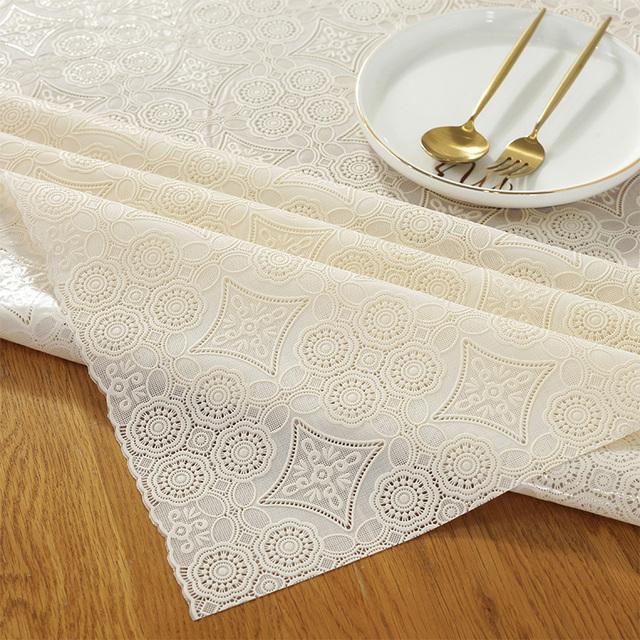 Водонепроницаемая скатерть из ПВХ, маслостойкая, без мытья, кружевной пластиковый стол, белый узор, простынь для ресторанного стола, коврик для завтрака в отеле
