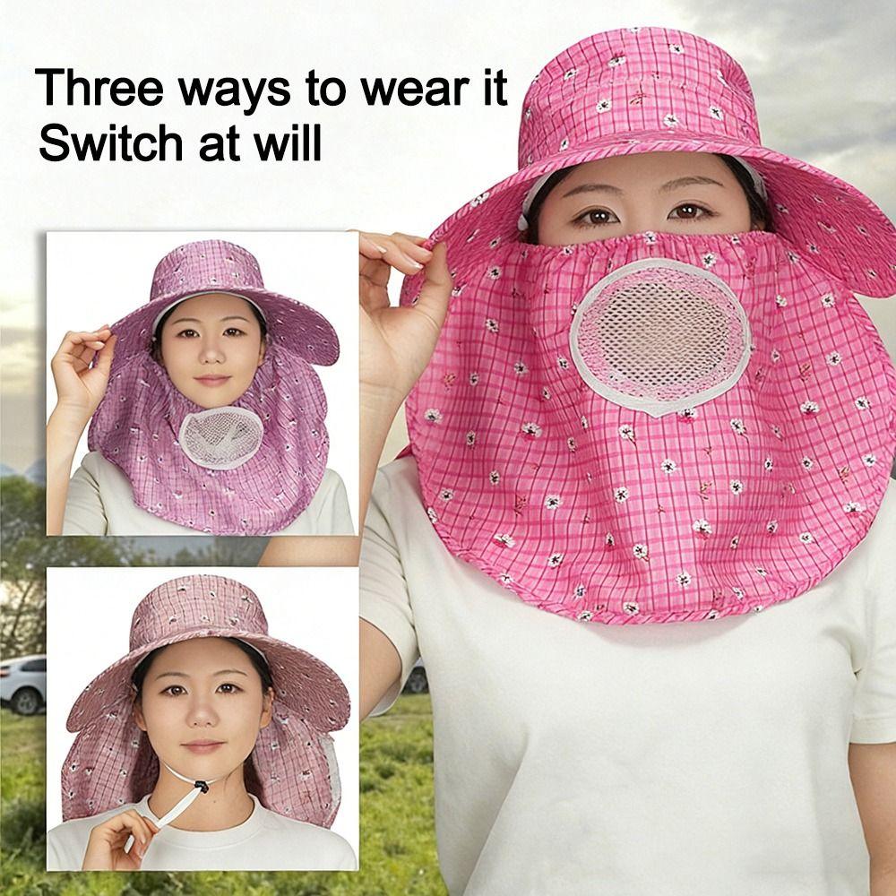 Fordable Sun Hat Wide Brim Fisherman Hat Fashion Face Hood Hat Women