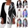 Women's Casual Fashion Caot Retro Printed Lightweight Medium Length Jacket Cardigan