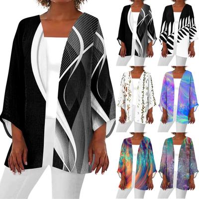 Женская повседневная модная легкая куртка средней длины с принтом Caot в стиле ретро, ​​кардиган