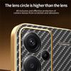 For Xiaomi Redmi Note 13 Pro+ 5G Phone Case Carbon Fiber Textured Electroplated TPU Back Cover