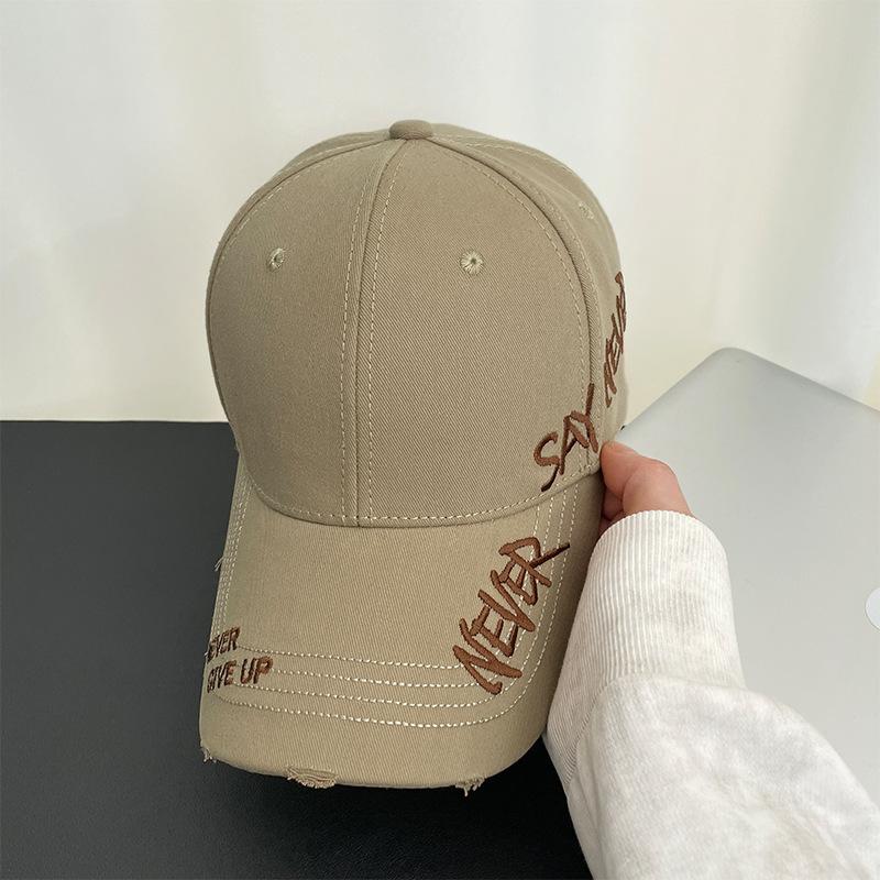 Hole Letter Embroidery Big Head Circumference Hard Top Baseball Cap Children Spring And Summer Wide Brim Sunshade Showing Face Small Peaked Cap