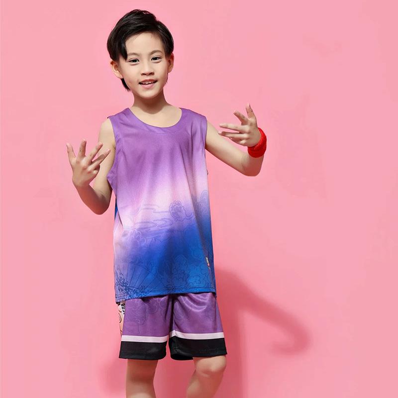 Children's and students' basketball uniforms printed number team training uniforms sports suits summer breathable men's and women's table tennis