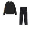 Li Ning Logo Printed Round Neck Pullover Warm Casual Sports Suit Unisex Suit Black AWDRF44-1+AYKT413-1