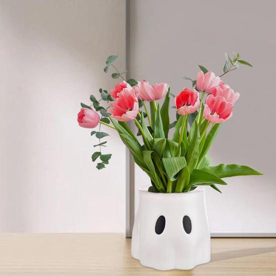 Хэллоуин Ведро Привидение Белый Призрак Конфетница Кашпо Декоративная Ваза Горшок для Цветов Привидение