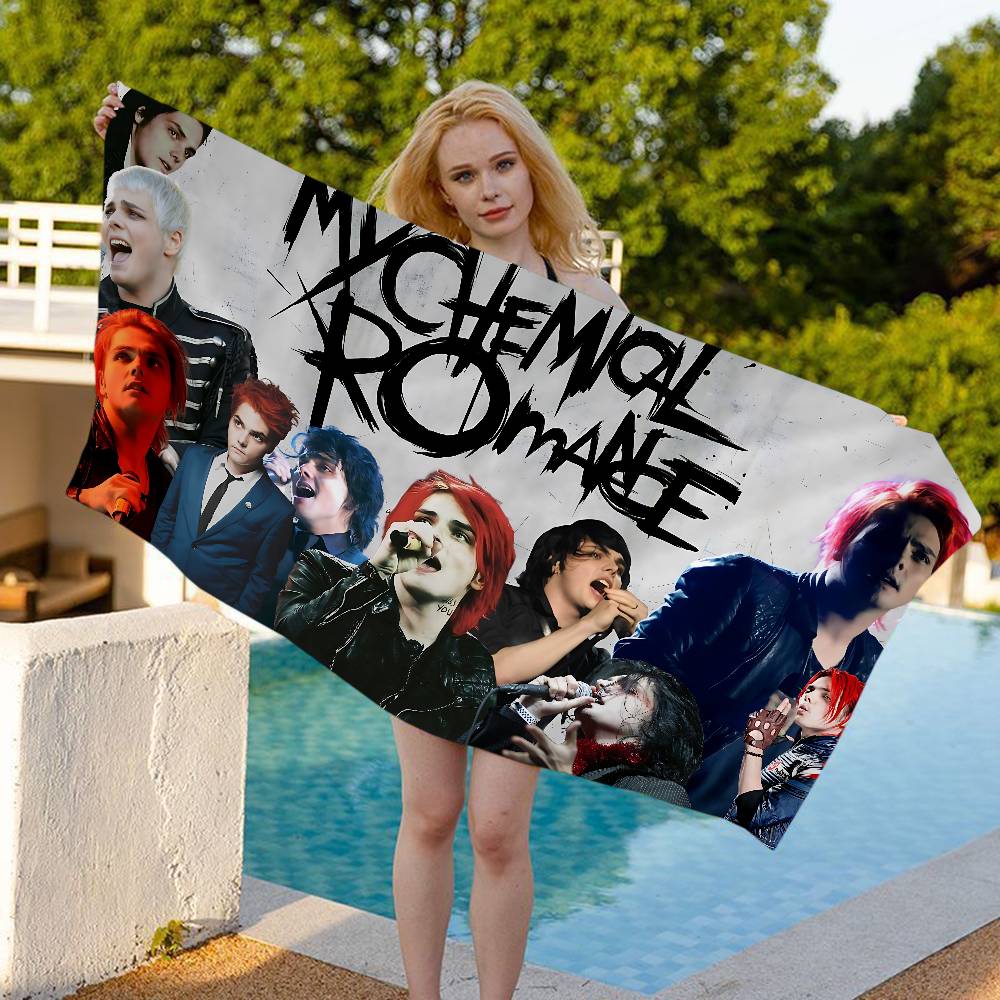 Rock Band My Chemical Romance Beach Towel for Girl Microfiber Quick Dry Sand Free Beach Yoga Spa Gym Pool