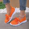 Mesh Knitted Striped Flats Shoes for Women Summer Lace Up Casual Sneakers Woman Soft Sole Breathable Loafers Plus Size 43