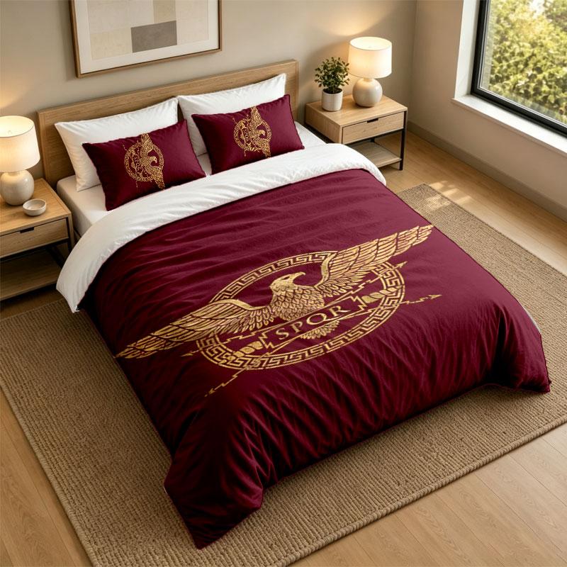3Pcs Bedding SetRoman Empire Eagle Emblem Soft Bed Sheet and Two Pillowcases Home Bedroom Decor