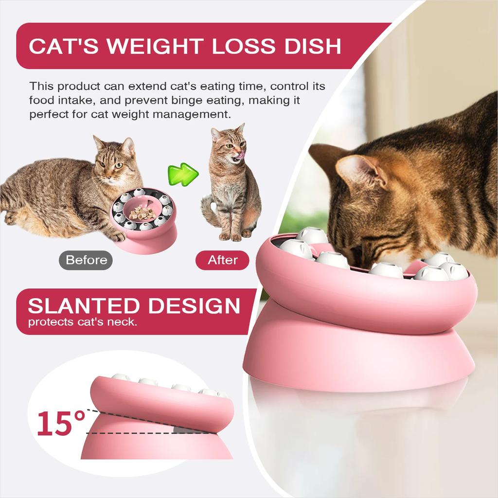 Cat Toys Slow Feeder Cat Bowl Interactive for Indoor Cats Cat Puzzle Feeder Pet Toy for Aid Pets Digestion Mental Stimulation