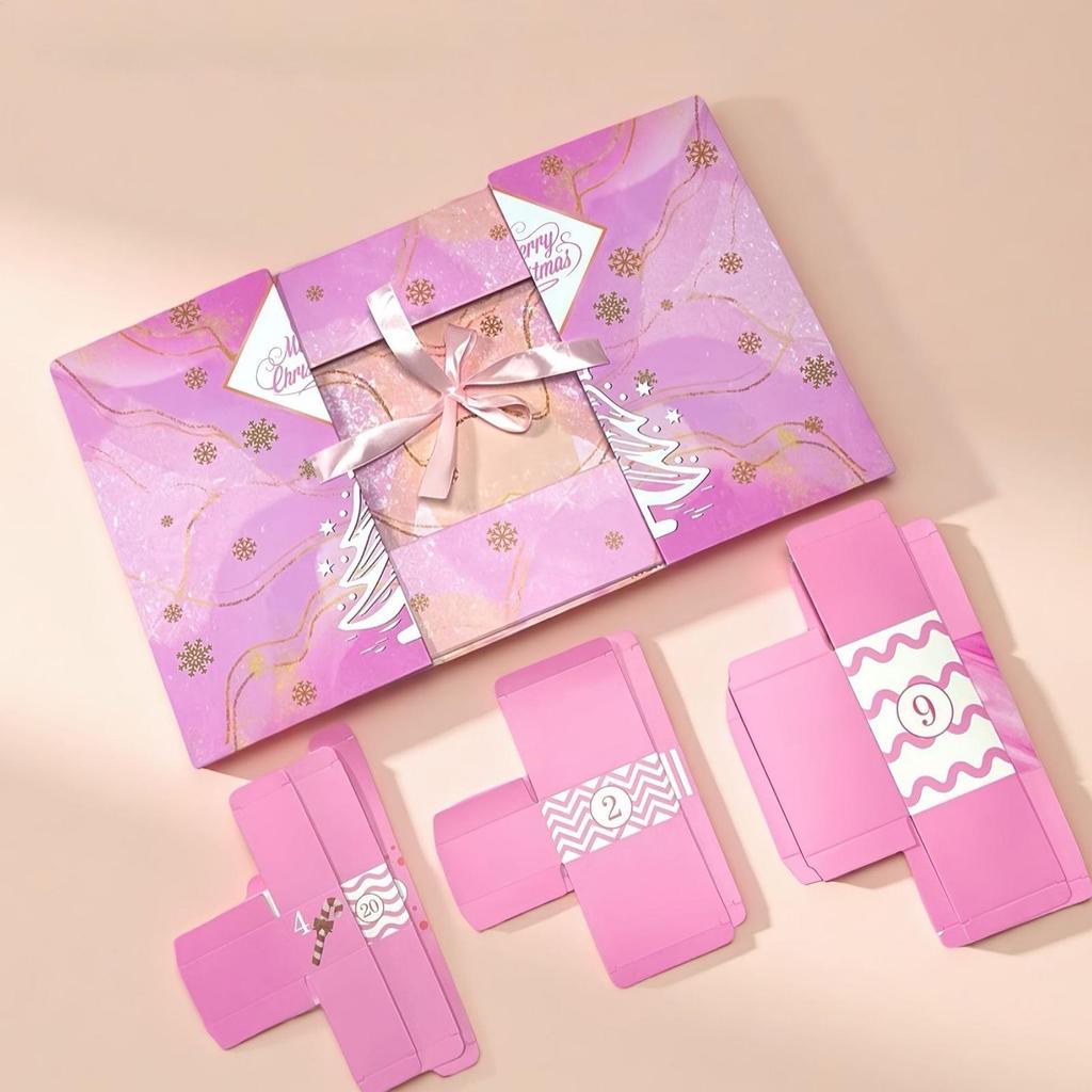 Рождественский адвент-бокс Рождественский декор Многоразовый 24-ячеечный Ручной работы Сувениры для вечеринки Наполняемый бокс Для детей Взрослых Друзей Семьи Носок