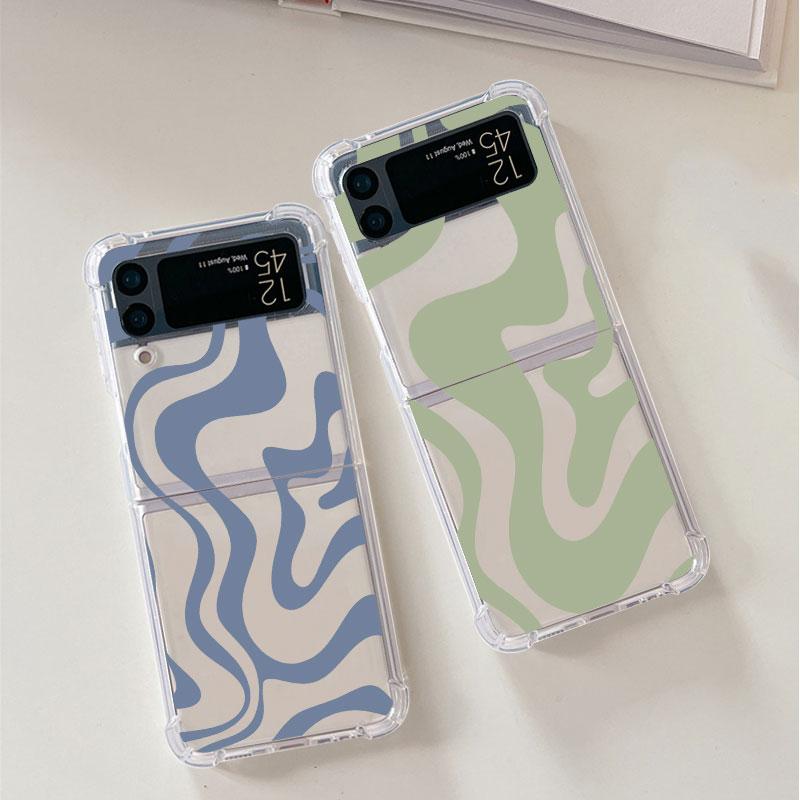 Роскошный чехол с текстурой коровы для Samsung Galaxy Z Flip 3 4 5G Funda Z Flip3, прозрачный жесткий противоударный чехол из ПК, чехол для телефона