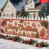 Xmas Fence Banner, Gingerbread Man House Candy Holly Berries Red Polka Dot, polka dot candy patio decor