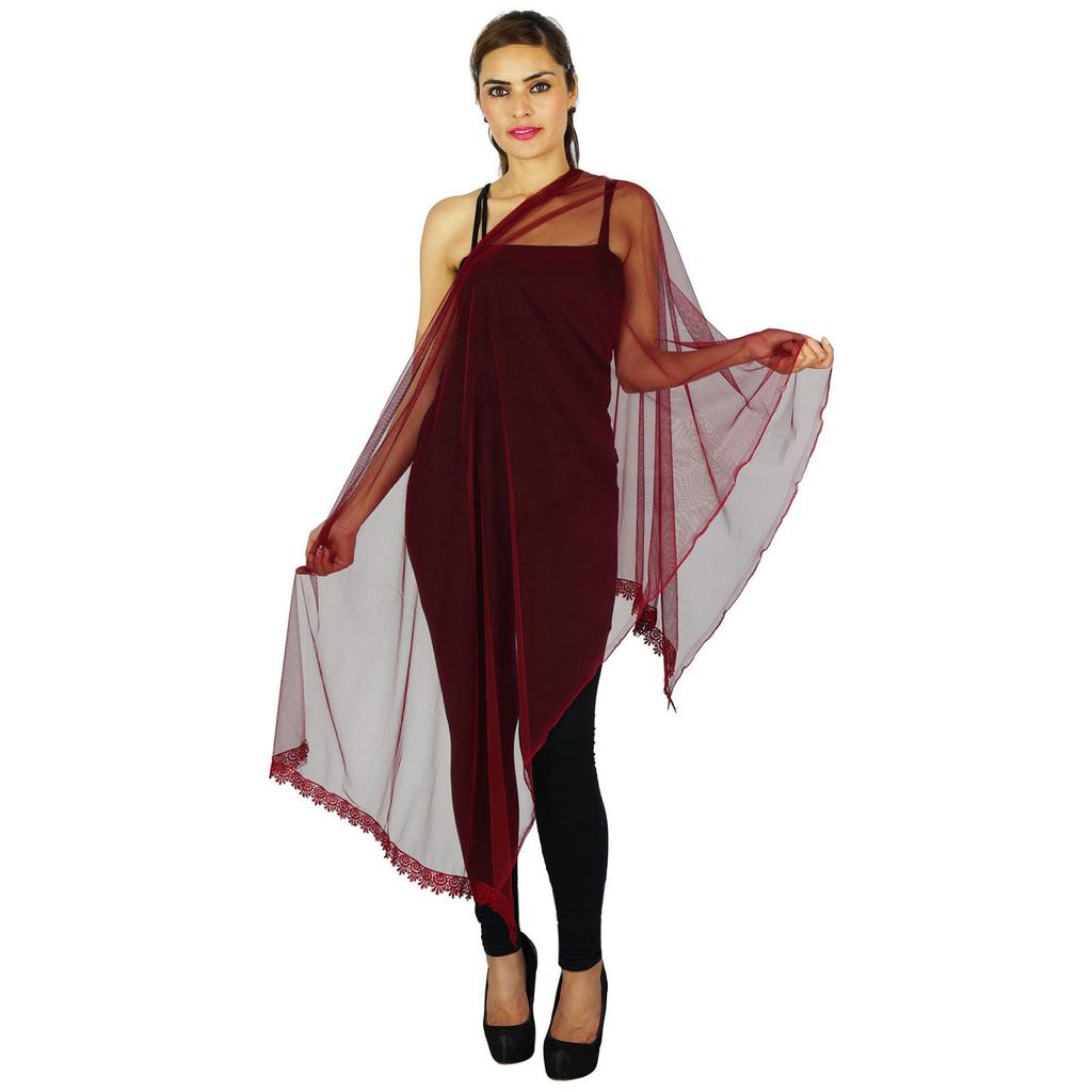 Indian Neck Wrap Long Stole Net Chunni Fashion Scarf Women Hijab Dupatta