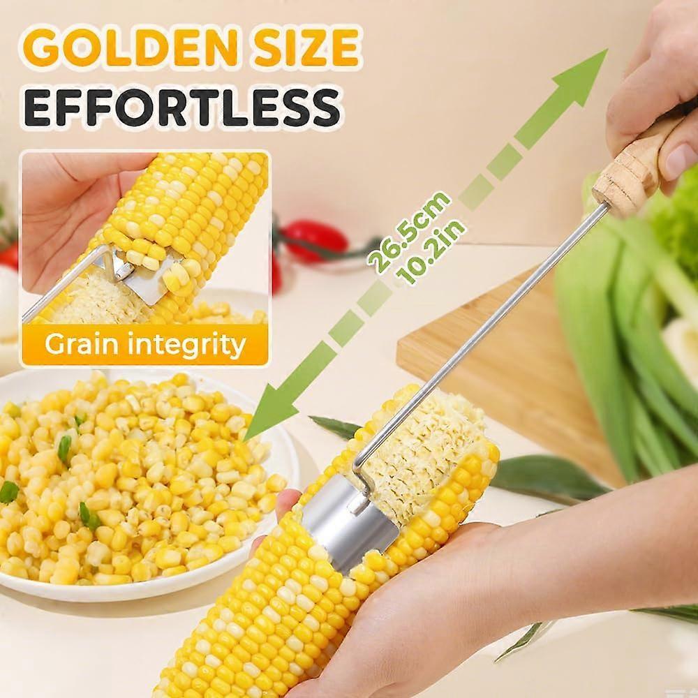 Stainless Steel Corn Peeler Long Handle Cob Stripper, Quick & Easy Kernel Remover for Kitchen BBQ Picnics