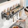 Wall-Mounted Suction Cup Spice Rack Kitchen - 40cm Single/50cm 60cm Double Tier Luxury Style No Drilling