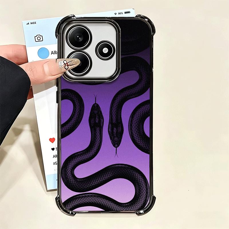 Черный змеиный рисунок с покрытием Чехол для телефона Для Xiaomi Poco X5 X6 X7 X8 Pro Max F8 Ultra F7 M8 M7 M5S Redmi 15C 15 14C 13C 13 X3 12C F