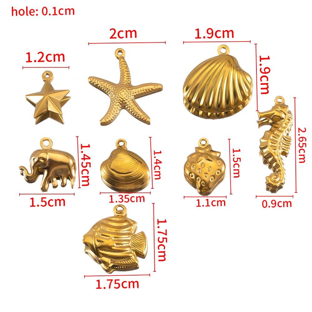 10pcs Stainless Steel Starfish Shell Charms Marine Animal Charms For Making Earrings Ocean Necklace Bracelet Jewelry Accessories
