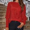 Women's New Commuter Style Loose Long Sleeve Sequins Round Neck Shirt Top T-Shirt