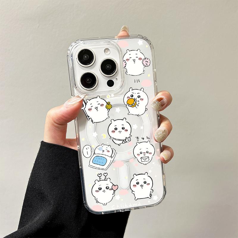 Милый прозрачный силиконовый чехол-зарядка C-Chiikawas для iPhone 17 Air 16 E 15 14 Plus 13 12 Mini 11 Pro Max