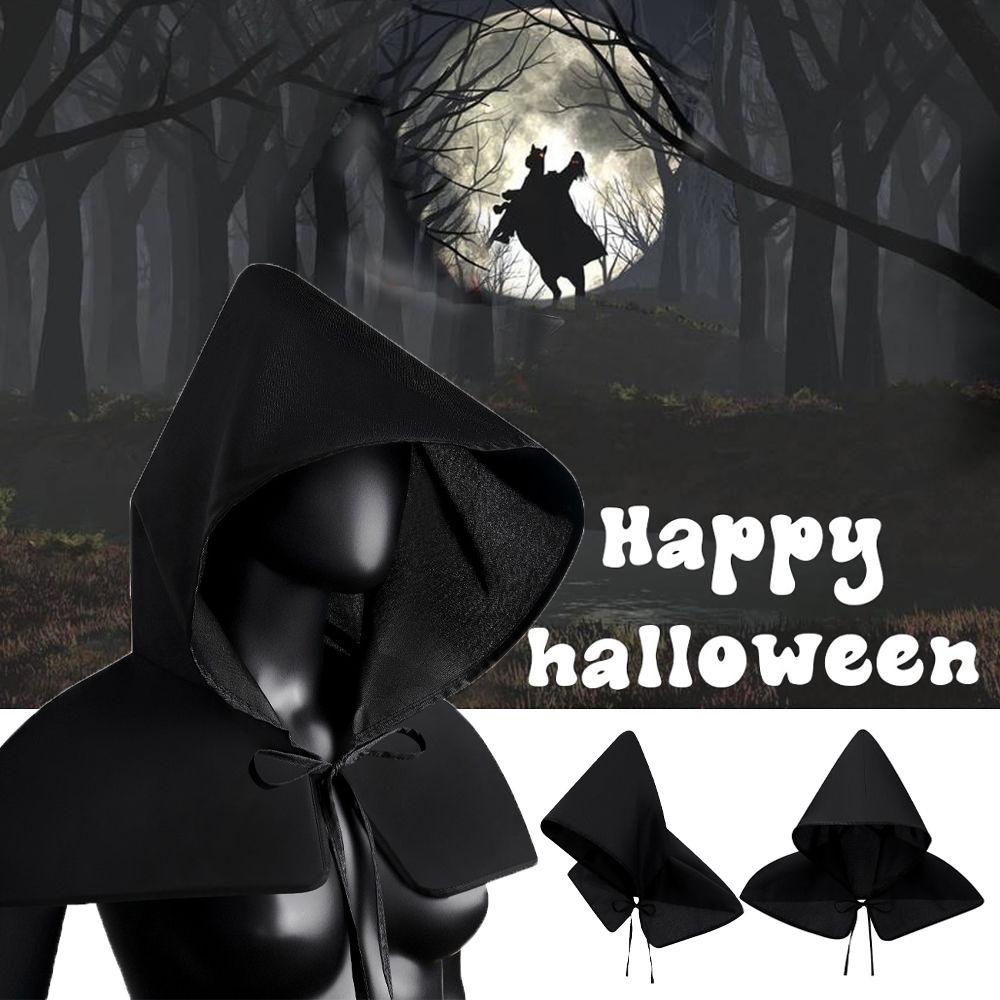 Gothic Cool Men Assassin Unisex Black Hat Cosplay Scary Costumes Headgear Halloween Cloak